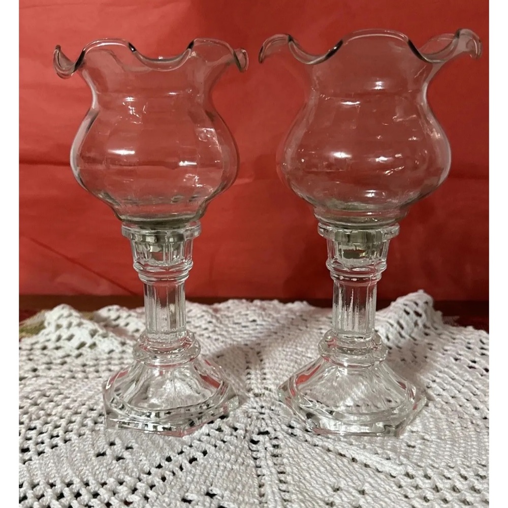 Votive Candleholders Scalloped Edge, Set of 2. Vintage 7.5". 1950’s